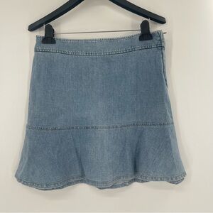 Vintage Theory 90s Denim Mini Skirt with Dropped Peplum Flounce